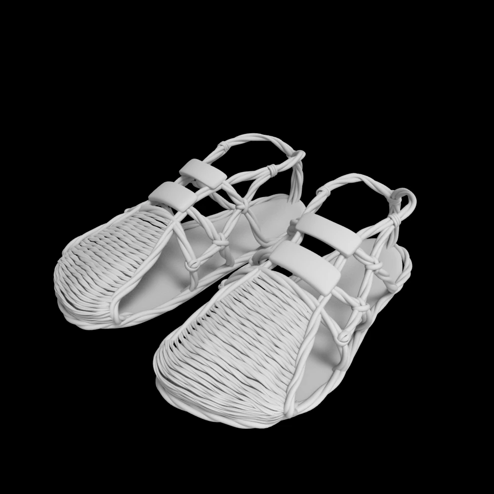 Straw sandals woven shoes 3D Model .c4d .max .obj .3ds .fbx .stl .blend 