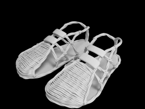 Straw sandals woven shoes 3D Model