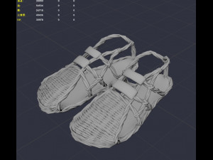 Straw sandals woven shoes Modelo 3D