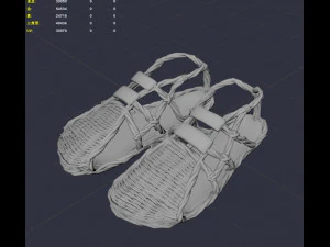 Straw sandals woven shoes 3D Model