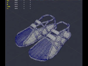 Straw sandals woven shoes 3D Model