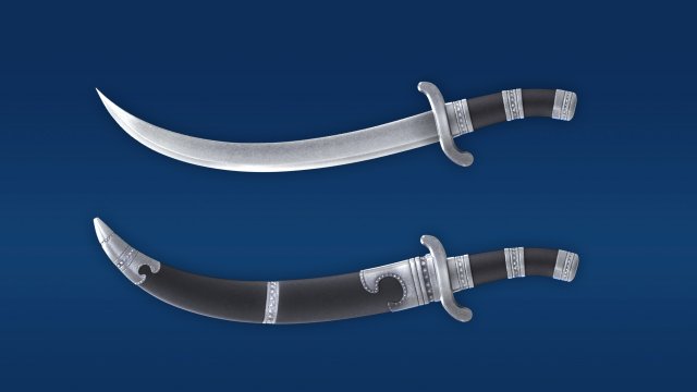 Mongolian machete Broadsword Machete Cold arms Samurai sword 3D Model .c4d .max .obj .3ds .fbx .stl .blend 