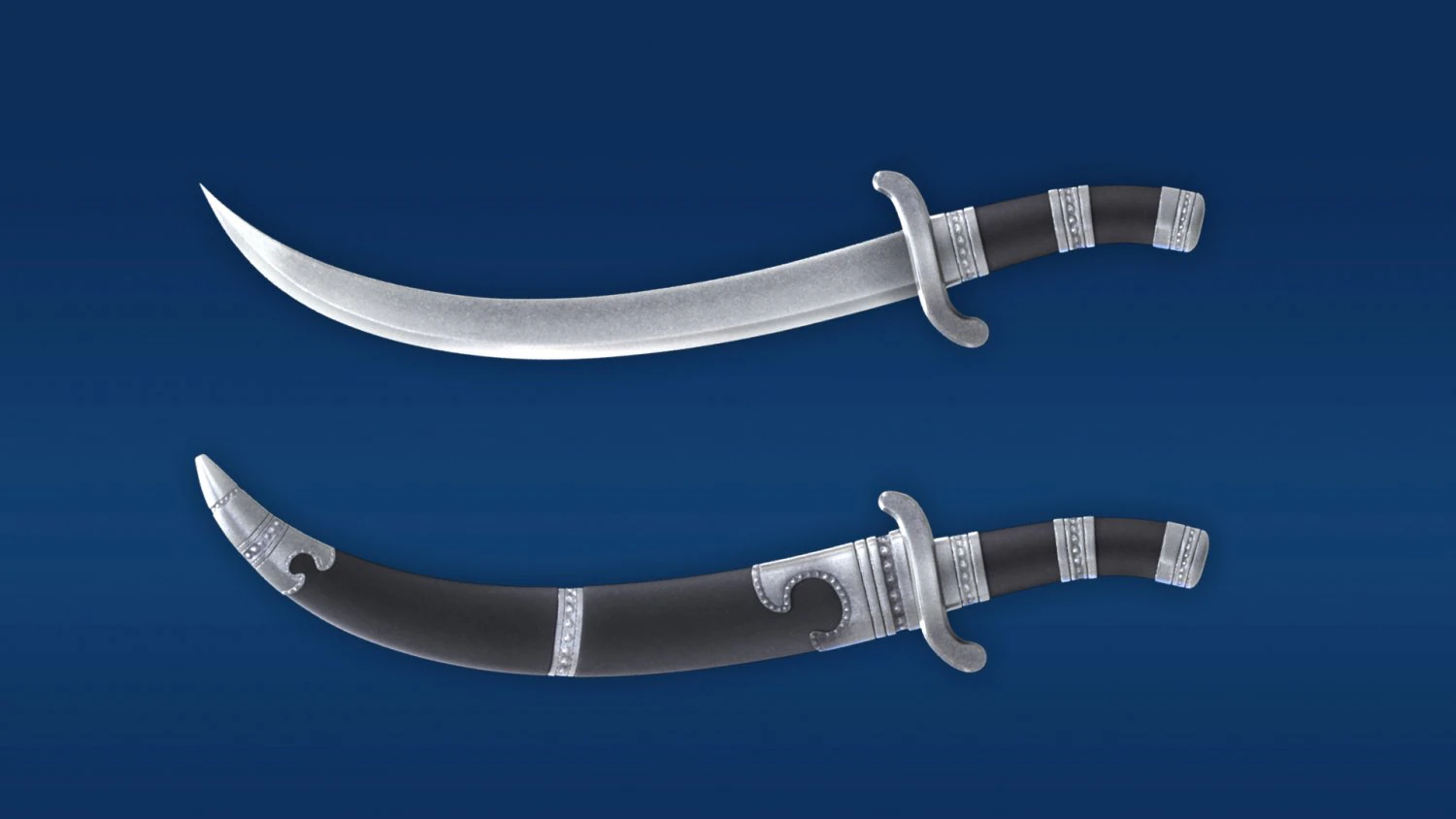 Mongolian machete Broadsword Machete Cold arms Samurai sword 3D Model .c4d .max .obj .3ds .fbx .stl .blend 
