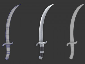 Mongolian machete Broadsword Machete Cold arms Samurai sword 3D Model