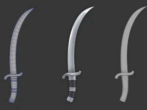Mongolian machete Broadsword Machete Cold arms Samurai sword 3D Model