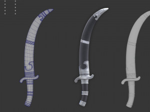 Mongolian machete Broadsword Machete Cold arms Samurai sword 3D Model