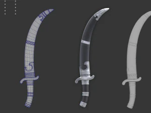 Mongolian machete Broadsword Machete Cold arms Samurai sword 3D Model