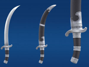 Mongolian machete Broadsword Machete Cold arms Samurai sword 3D Model