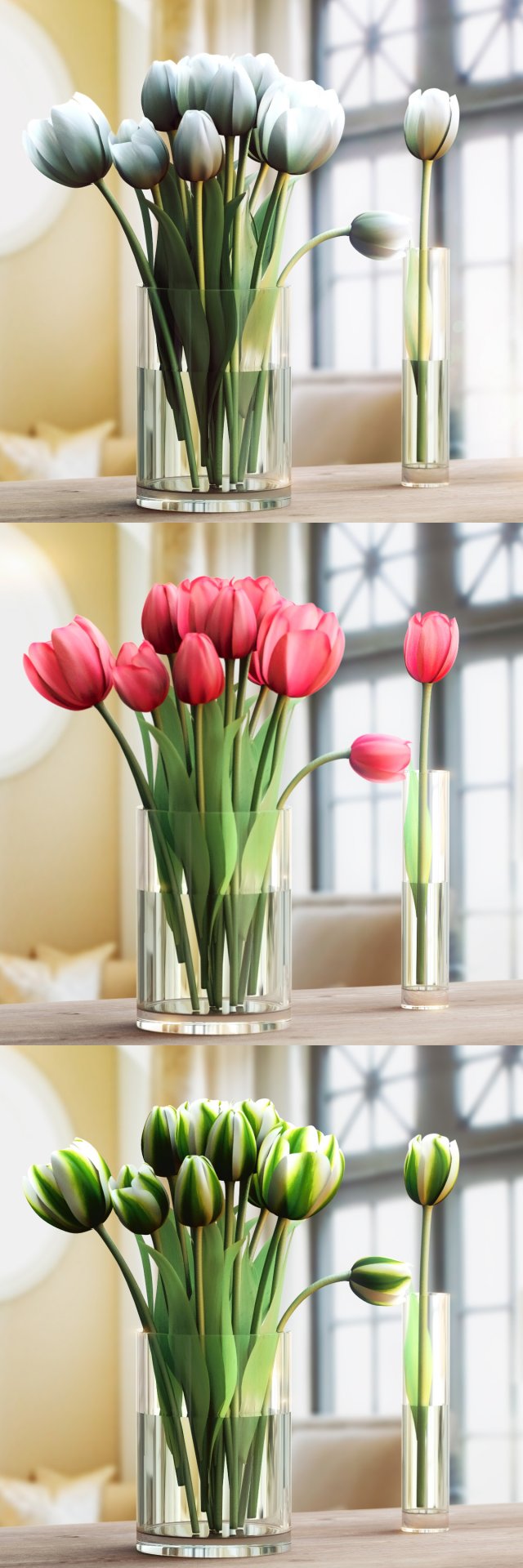 bouquet tulips 3in1 Modelo 3D .c4d .max .obj .3ds .fbx .stl .blend 