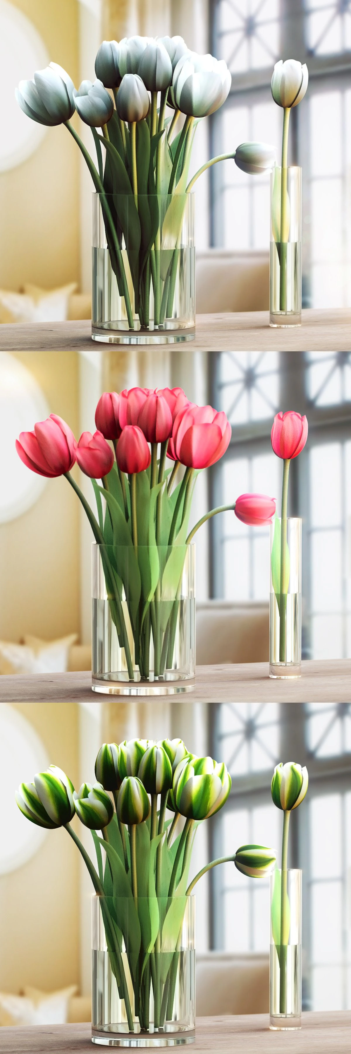 bouquet tulips 3in1 3D Model .c4d .max .obj .3ds .fbx .stl .blend 