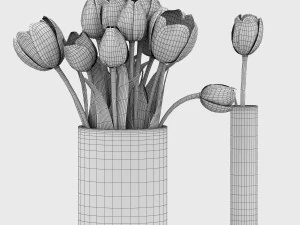 bouquet tulips 3in1 3D Model