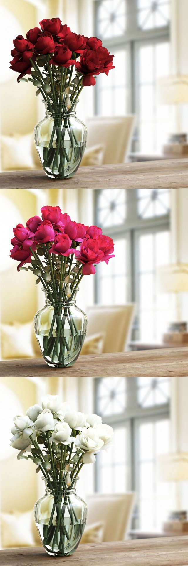 bouquet roses 3in1 Modelo 3D .c4d .max .obj .3ds .fbx .stl .blend 