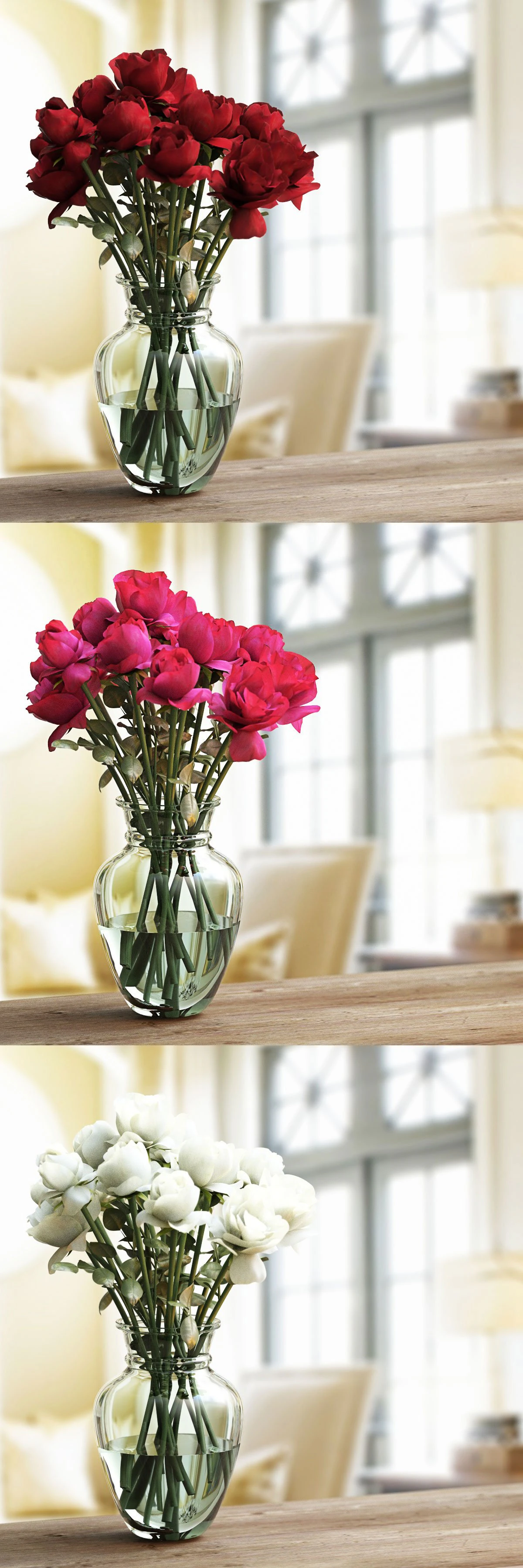 bouquet roses 3in1 3D Model .c4d .max .obj .3ds .fbx .stl .blend 