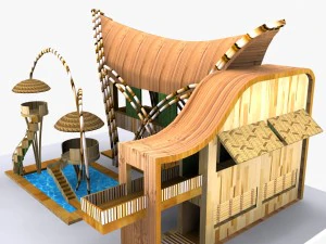 бамбуковый дом 3D Модель