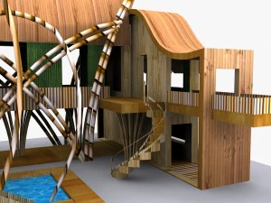 бамбуковый дом 3D Модель