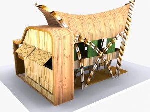 бамбуковый дом 3D Модель