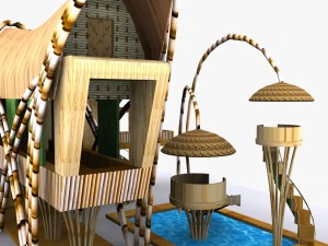 бамбуковый дом 3D Модель