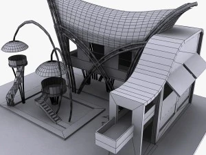 бамбуковый дом 3D Модель