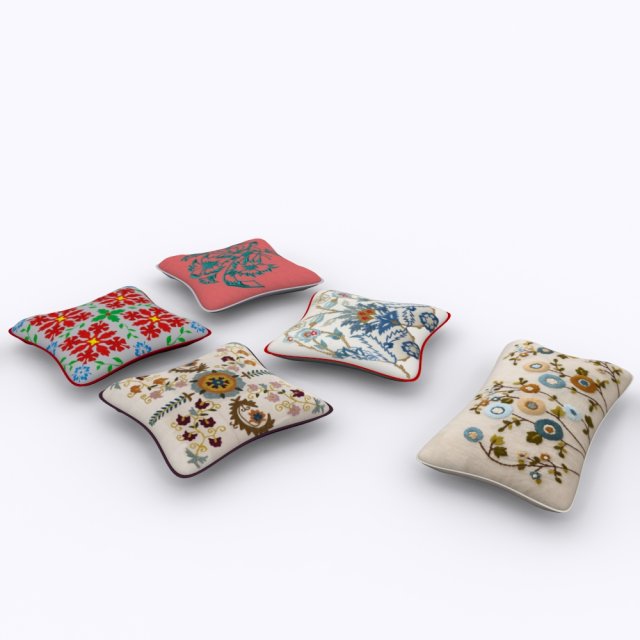throw pillow 5 item 3D Модель .c4d .max .obj .3ds .fbx .stl .blend 
