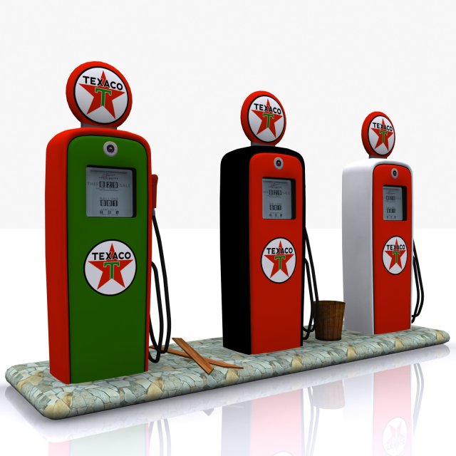 gas pump texaco Model 3D .c4d .max .obj .3ds .fbx .stl .blend 