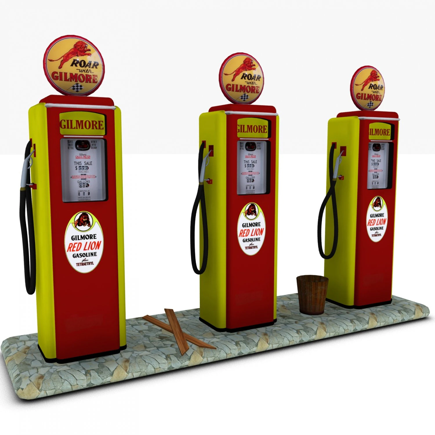 gas pump gilmore 3D Model .c4d .max .obj .3ds .fbx .stl .blend 