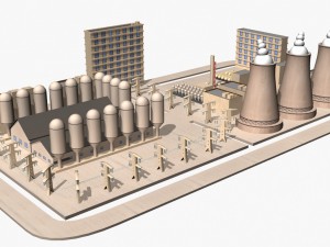 nuclear power plant catoon 3D Model