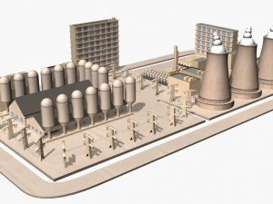 desenho de usina nuclear Modelo 3D