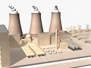 nuclear power plant catoon 3D Model