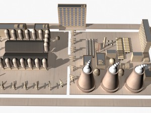 nuclear power plant catoon 3D Model