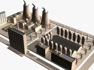 nuclear power plant catoon 3D Model