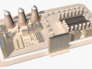 nuclear power plant catoon 3D Model