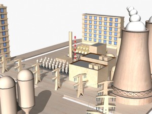 nuclear power plant catoon 3D Model