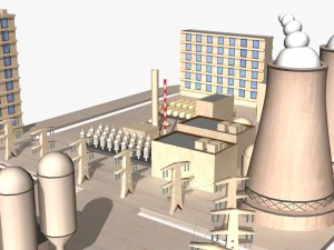 nuclear power plant catoon 3D Model
