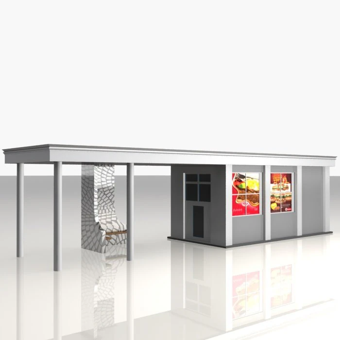 bus stop shelter food shop 3D Model .c4d .max .obj .3ds .fbx .stl .blend 