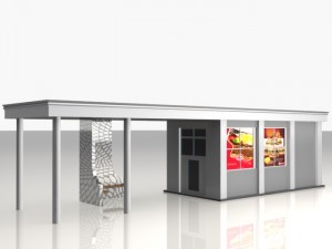 bus stop shelter food shop Modelo 3D