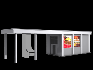 bus stop shelter food shop 3Dモデル