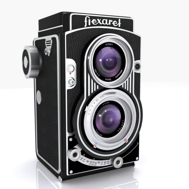 vintage flexaret camera Modèle 3D .c4d .max .obj .3ds .fbx .stl .blend 
