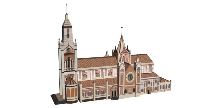 low poly roman catholic church 3D Модель .c4d .max .obj .3ds .fbx .stl .blend 