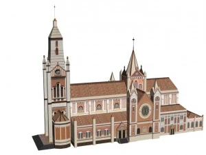 낮은 폴리 로마 카톨릭 교회 3D 모델