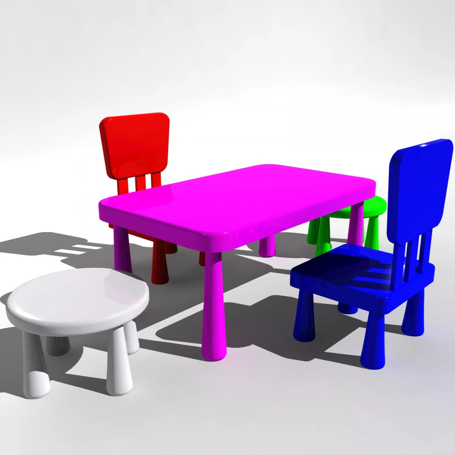 kids chair table 3D Model .c4d .max .obj .3ds .fbx .stl .blend 