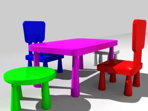 kids chair table 3D Model
