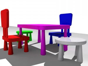 kids chair table 3D Model