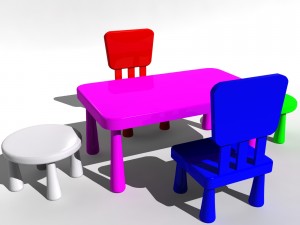 kids chair table 3D मॉडल
