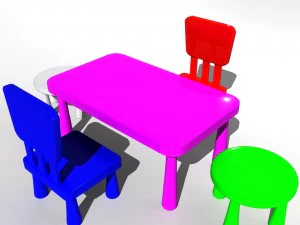 kids chair table 3D Model