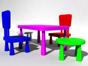 kids chair table 3D Model