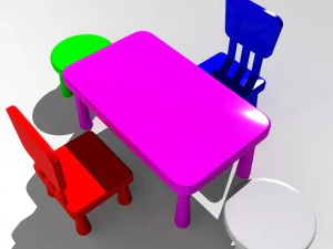 kids chair table 3D Model
