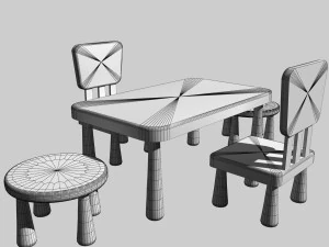 kids chair table 3D Model