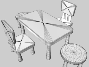 kids chair table 3D Model