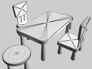 kids chair table 3D Model