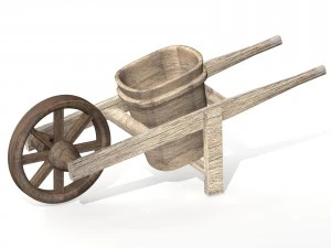 carriola in legno Modello 3D